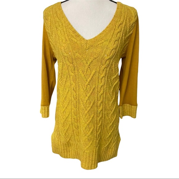 Pilcro and the letter press wool & cotton cable knit style V neck size medium - Picture 7 of 9